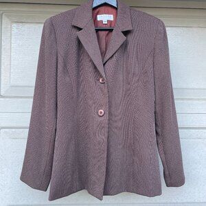 Petite Brown Blazer Jacket 6P Vintage 90s Talbots Micro Check Made in USA